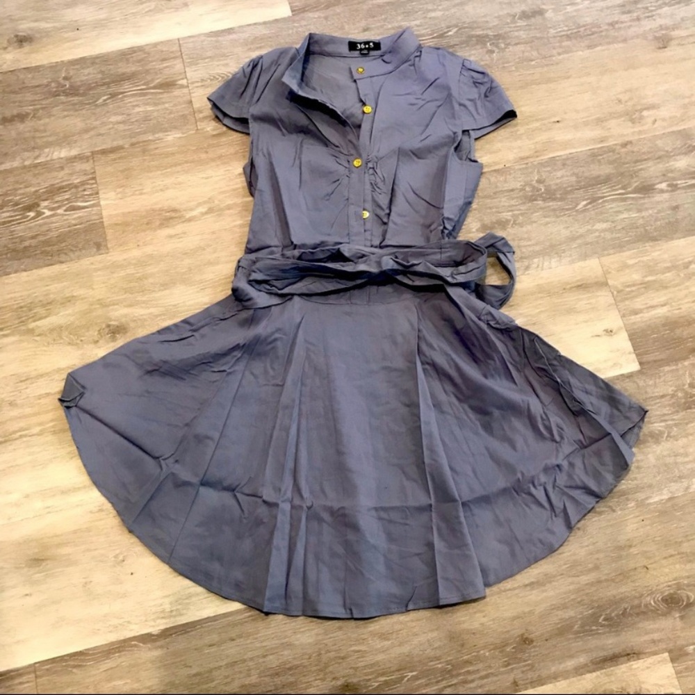 Gray Button Dress
